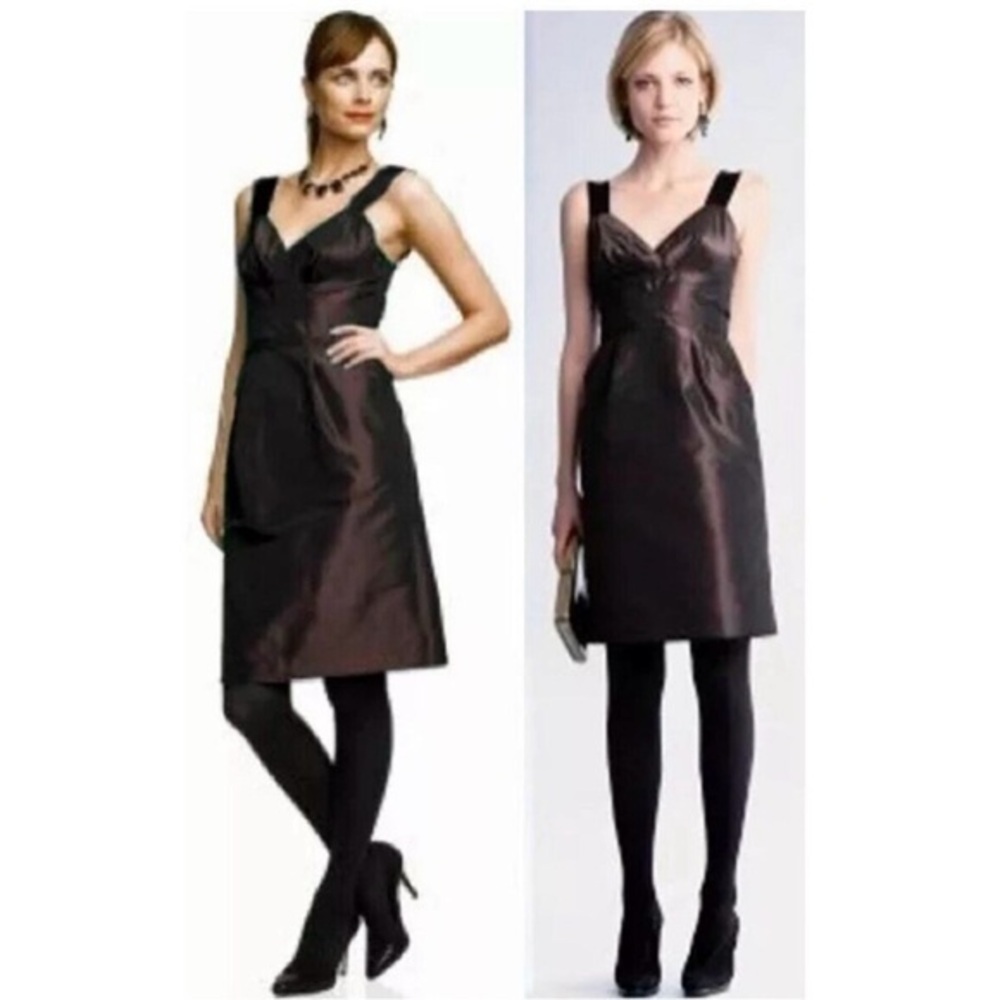 Banana Republic Dress Taffeta Brown Sleeveless 6 Empire Waist Cocktail Glam NWT